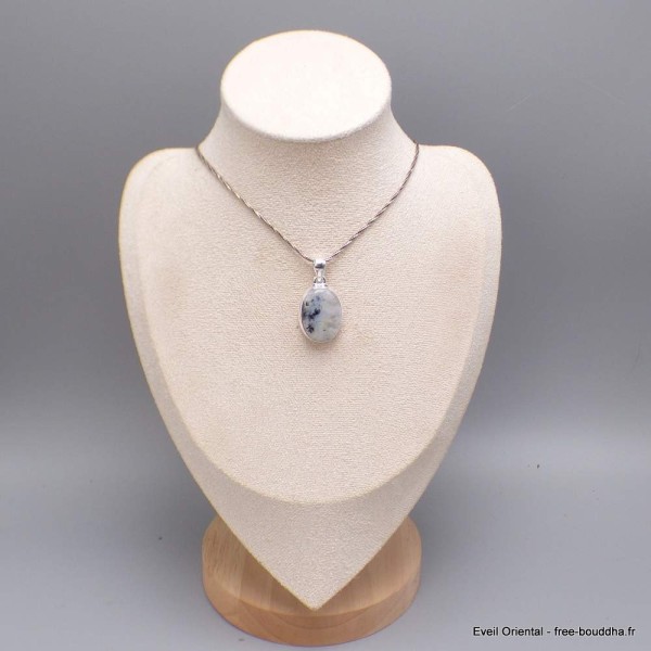Gros pendentif marquise Pierre de lune bleue Tourmaline 