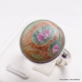 Bague ronde Rubis sur Fuchsite taille 61/62 