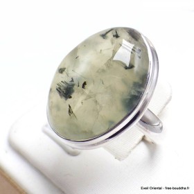 Bague ovale Préhnite et quartz rutile taille 59 Bijoux en Préhnite YM6.3