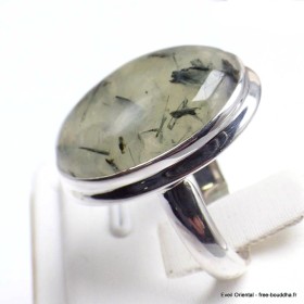 Bague ovale Préhnite et quartz rutile taille 59 