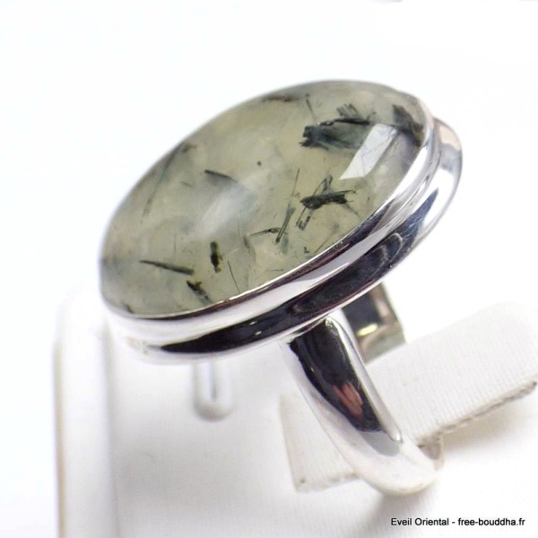 Bague en Préhnite et Quartz rutile taille 59 Bijoux en Préhnite YM6.4
