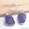 Boucles d'oreilles Tanzanite brute serti clos Bijoux en Tanzanite BK121