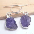 Boucles d'oreilles Tanzanite brute serti clos - Bijoux en Tanzanite