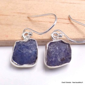 Boucles d'oreilles pendantesTanzanite brute serti clos 