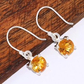 Boucles d'oreilles Citrine facettée ronde Boucles d'oreilles en pierres BK122