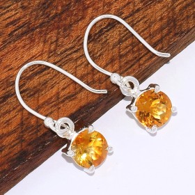 Boucles d'oreilles Citrine brute serties griffes 