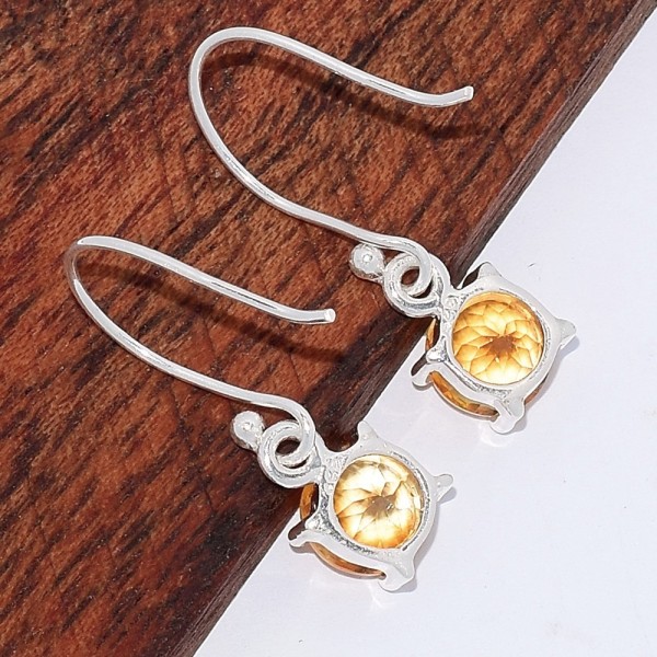 Boucles d'oreilles Citrine facettée ronde Boucles d'oreilles en pierres BK122