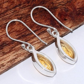 Boucles d'oreilles Citrine facettée ronde 