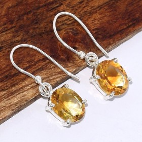 Boucles d'oreilles Citrine facettée ovale 