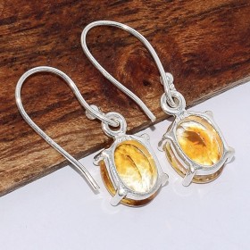 Boucles d'oreilles Citrine facettée ovale 