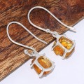 Boucles d'oreilles en Authentique Citrine brute serti griffes Boucles d'oreilles en pierres BK122.6