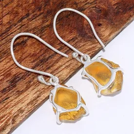 Boucles d'oreilles en Authentique Citrine naturelle brute - Boucles d'oreilles en pierres naturelles