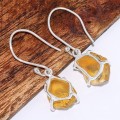 Boucles d'oreilles en Authentique Citrine naturelle brute Boucles d'oreilles en pierres BK122.7