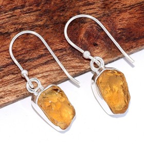 Boucles d'oreilles Authentique Citrine brut serti clos Boucles d'oreilles en pierres BK122.4