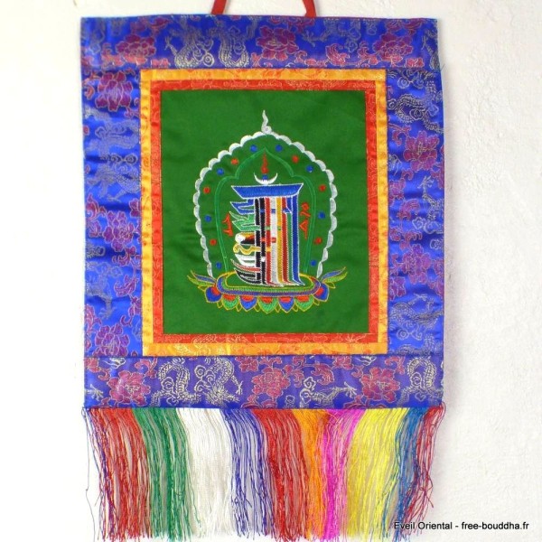 Tenture bouddhiste Kalachakra vert Objets rituels bouddhistes TNKA5