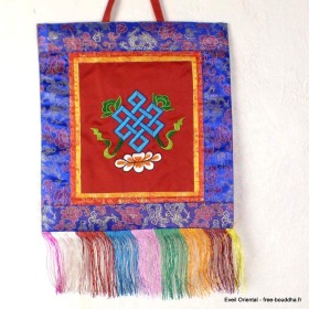 Tenture bouddhiste Noeud sans fin rouge Tentures tibétaines Bouddha NSF4