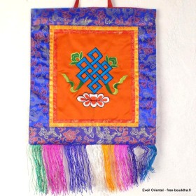 Tenture bouddhiste Noeud sans fin orange Tentures tibétaines Bouddha NSF5