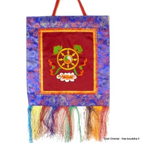 Tenture bouddhiste Roue du Dharma bordeau Tentures tibétaines Bouddha RDD2