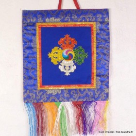 Tenture tibétaine double dorjé bleue 30 X 32 CM Tentures tibétaines Bouddha DRJ1