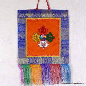 Tenture tibétaine double dorjé orange 30 X 32 CM Tentures tibétaines Bouddha DRJ2