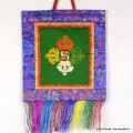 Tenture tibétaine double dorjé verte 30 X 32 cm - Tentures bouddhistes