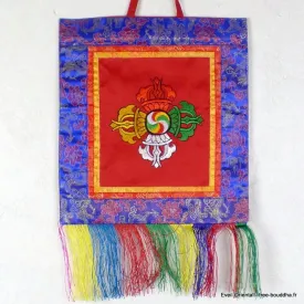 Tenture tibétaine double dorjé rouge 30 X 32 cm - Tentures bouddhistes