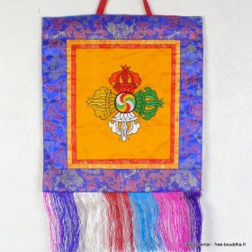 Tenture tibétaine double dorjé safran 30 X 32 cm Tentures tibétaines Bouddha DRJ5