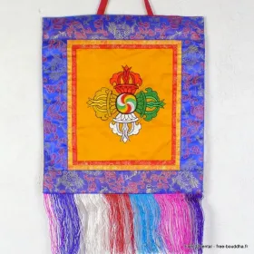 Tenture tibétaine double dorjé safran 30 X 32 cm - Tentures bouddhistes