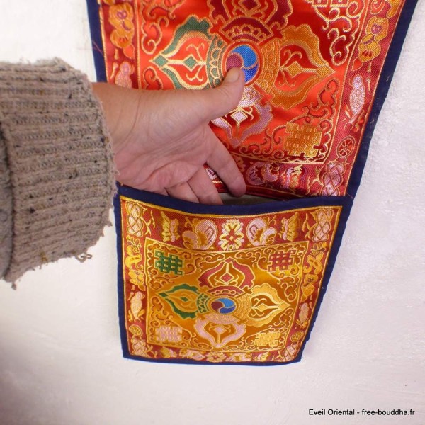 Porte courrier bouddhiste en soie symbole Dorjé Tentures tibétaines Bouddha PCB7