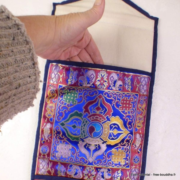 Porte courrier bouddhiste en soie symbole Dorjé Tentures tibétaines Bouddha PCB7