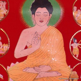 Peinture tangka tibétain sur Velours La Vie de Bouddha 