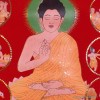 Tenture tangka tibétain sur Velours La Vie de Bouddha Tentures tibétaines Bouddha TCH1