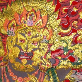 Tenture tangka tibétain Mahakala sur velours Tentures tibétaines Bouddha TCH3