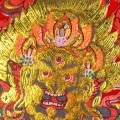 Tenture tangka tibétain Mahakala sur velours Tentures tibétaines Bouddha TCH3