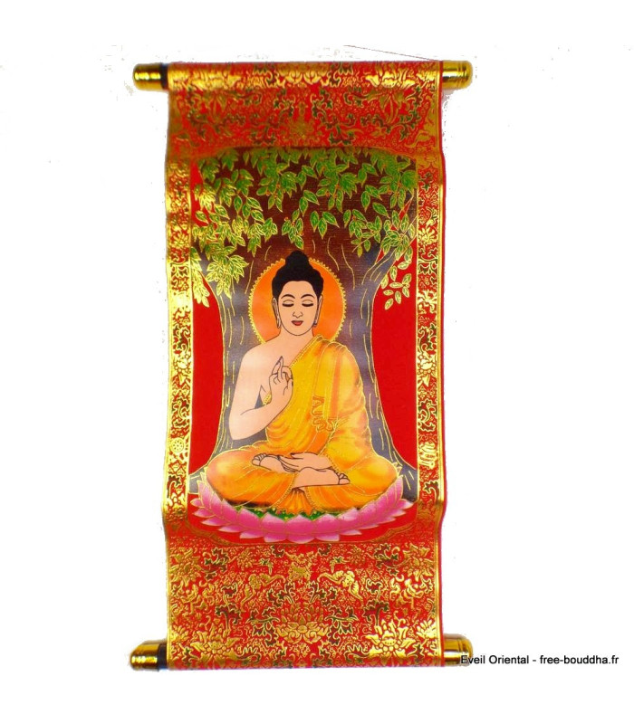 Tenture tangka tibétain Bouddha sous l'arbre de Boddhi Tentures tibétaines Bouddha TCH4