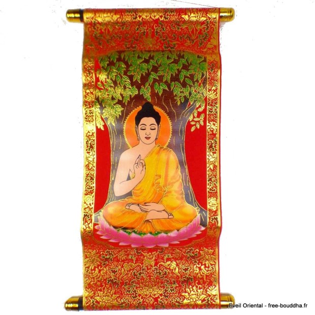 Tenture tangka tibétain Bouddha sous l'arbre de Boddhi Tentures tibétaines Bouddha TCH4