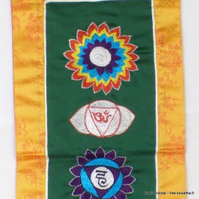 Tenture tibétaine 7 chakras couleur verte Tentures tibétaines Bouddha SEPTCHA2