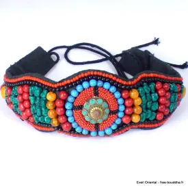 Artisanat tibétain ceinture brodée de pierres - Artisanat tibétain bouddhiste