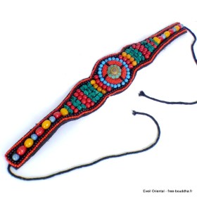 Artisanat tibétain ceinture brodée de pierres Artisanat tibétain bouddhiste CEIN1