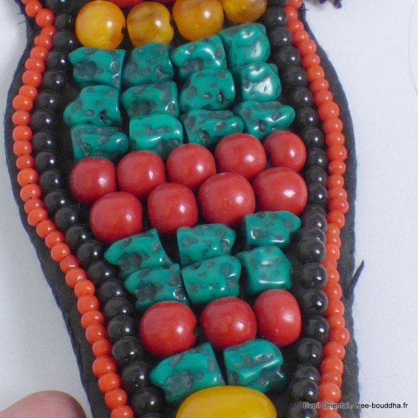 Artisanat tibétain ceinture brodée de pierres Artisanat tibétain bouddhiste CEIN1