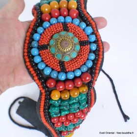 Artisanat tibétain ceinture brodée de pierres Artisanat tibétain bouddhiste CEIN1