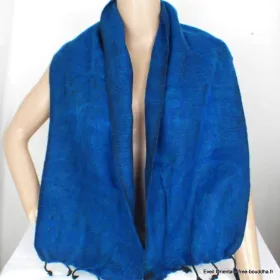Echarpe népalaise bleu canard - Echarpes Laine Homme Femme
