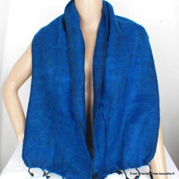 Echarpe népalaise bleu canard Echarpes Laine de Yak ECHA30
