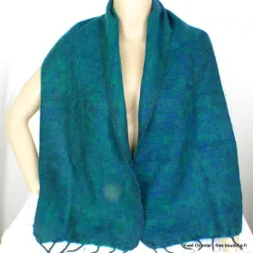 Echarpe népalaise  bleu vert - Echarpes Laine Homme Femme
