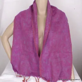Echarpe laine de yak fuschia bleu - Echarpes Laine Homme Femme