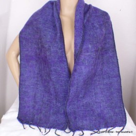 Echarpe ethnique népalaise violet bleu Echarpes Laine de Yak ECHA47