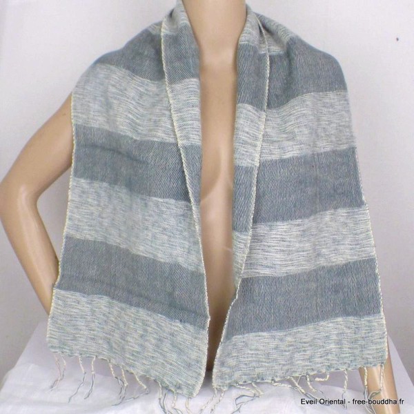 Echarpe pour homme rayures gris bleuté Tous les pashminas ECHA57