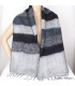 Echarpe en laine rayures noires grises Echarpes Laine de Yak ECHA59