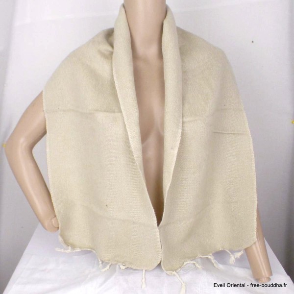 Echarpe en laine beige naturel Echarpes Laine de Yak ECHA61