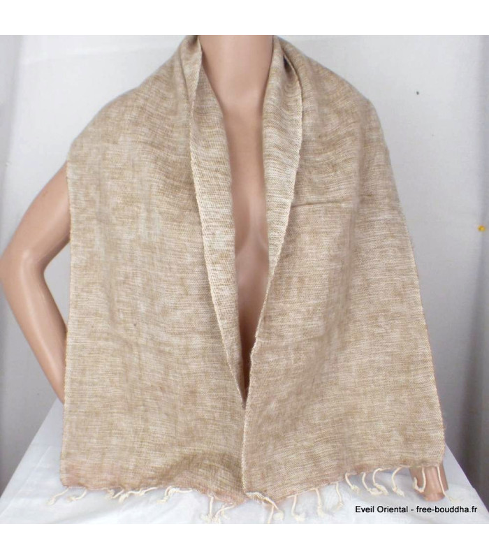 Echarpe en laine beige chiné Echarpes Laine de Yak ECHA62